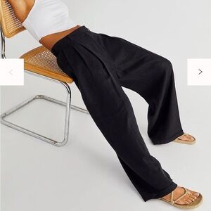 FREE PEOPLE Lyla Linen Black Trousers Size 6